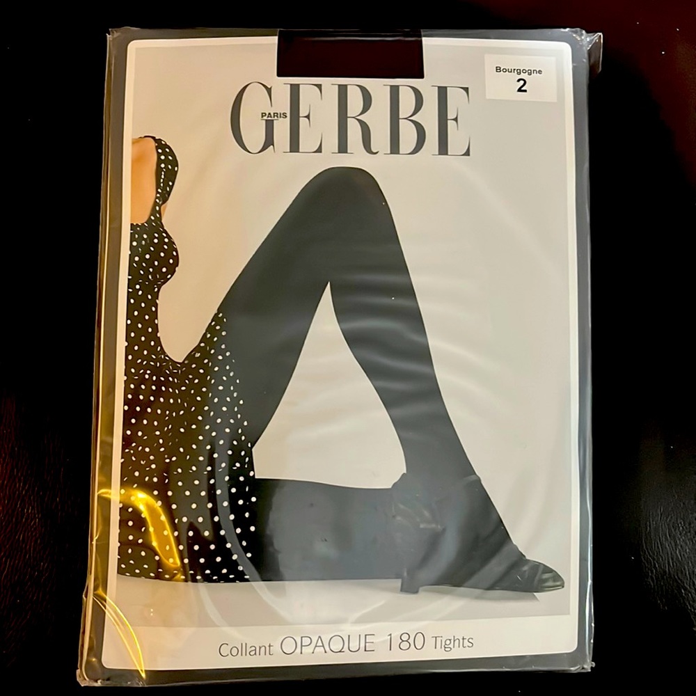 Gerbe of Paris Opaque 180 Tights. Color:Burgundy Size:2 (see size chart picture)